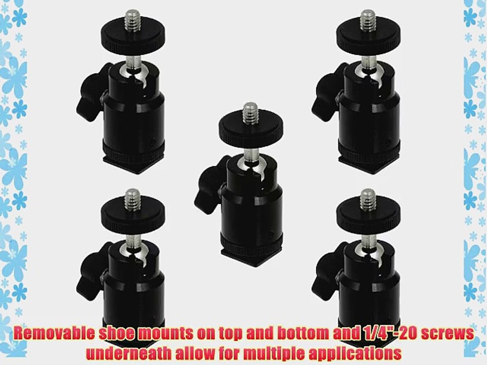 **Bulk of 5** Universal 1/4-20 Camera Accessory Mount to Hot or Cold Shoe with Mini Ball Head