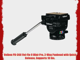 Velbon PH-368 Vel-Flo 9 Mini-Pro 2-Way Panhead with Quick Release Supports 10 lbs.