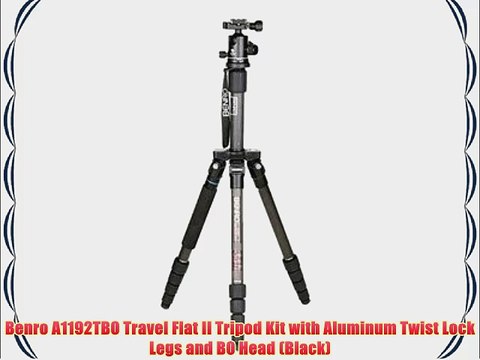 Benro A1192TB0 Travel Flat II Tripod Kit with Aluminum Twist Lock Legs and B0 Head (Black)