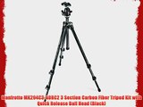 Manfrotto MK294C3-A0RC2 3 Section Carbon Fiber Tripod Kit with Quick Release Ball Head (Black)