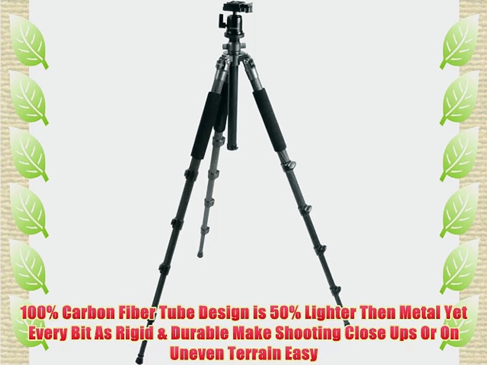 Polaroid 75 Pro Carbon Fiber Tripod With Removeable Ballhead Includes Deluxe Tripod Carrying