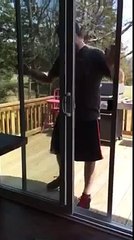 Agacé, il broie sa porte fenêtre et la jette par dessus sa terrasse...