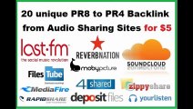 20 unique PR8 to PR4 Backlink from Audio Sharing Sites for $5