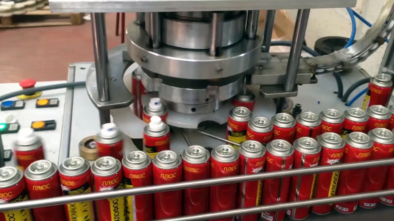 otomatik aerosol dolum makinası aerosol tepe cakma automatic aerosol filling machine aerosolmakina.com.tr