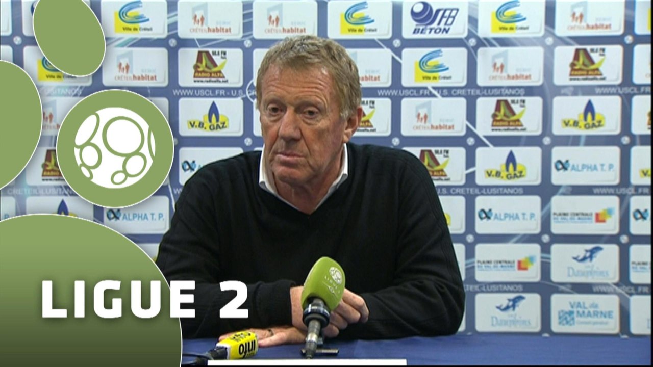 Conférence de presse US Créteil-Lusitanos - Stade Brestois 29 (2-1) : Thierry FROGER (USCL) - Alex  DUPONT (SB29) - 2014/2015