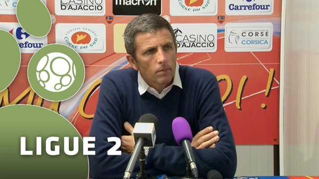 Conférence de presse GFC Ajaccio - Tours FC (1-1) : Thierry LAUREY (GFCA) - Gilbert ZOONEKYND (TOURS) - 2014/2015