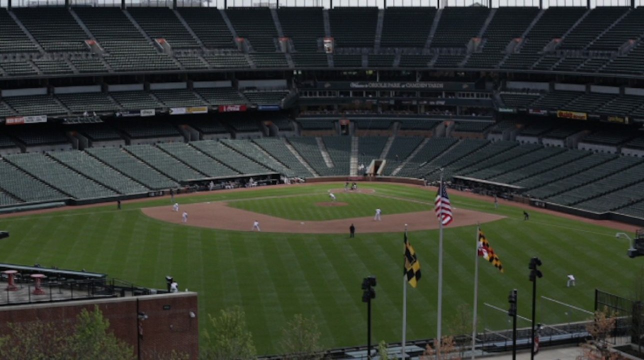 Baltimore Orioles play in empty ballpark