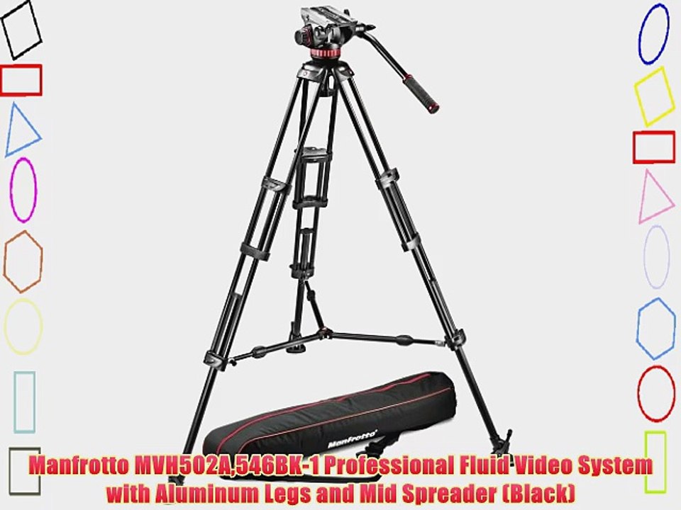 Manfrotto MVH502A546BK-1 Professional Fluid Video System with Aluminum Legs and Mid Spreader