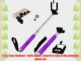 CiDoss Purple Universal Clip-on 180 Degree Fish Eye Lens Wide Angle Lens Macro Lens 3-in-1