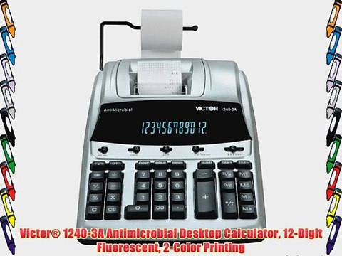 Victor? 1240-3A Antimicrobial Desktop Calculator 12-Digit Fluorescent 2-Color Printing