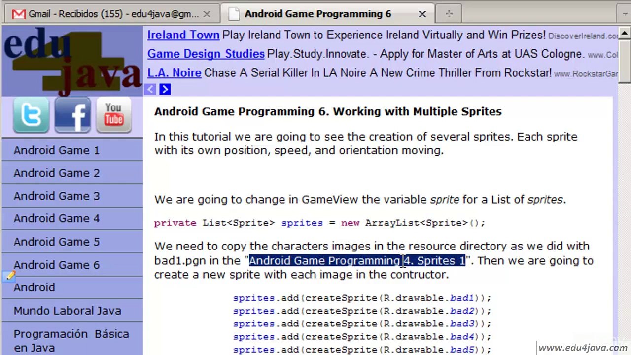 Android Game Programming 6. Working with Multiple Sprites