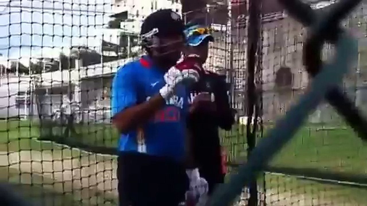 rohit shrama fights and abuse the crowads man during practice