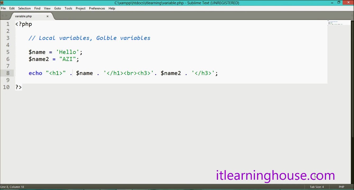 Learn php Data types itlearninghouse php tutorial. Learn how to create a website php development