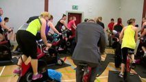 Prince Charles takes part in spin class at sports centre