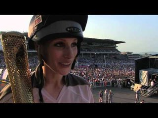Zara Phillips at Cheltenham Racecourse for the Torch Relay