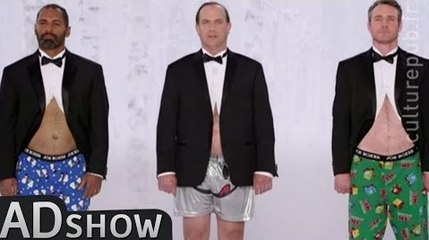 Crazy fat men playing belly as drum