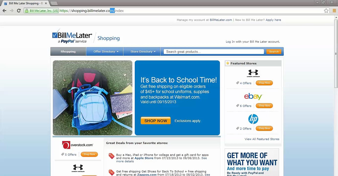 URL redirection Vulnerability Found in Billmelater Acquisition