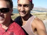 Greg and Kosta ride to Prokopios Beach, Naxos