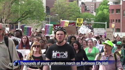 Thousands of young people march on Baltimore City Hall