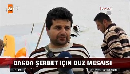 Denizli'de yazın kar şerbeti yapabilmek için dağdaki kar kütlelerini böyle kesiyorlar