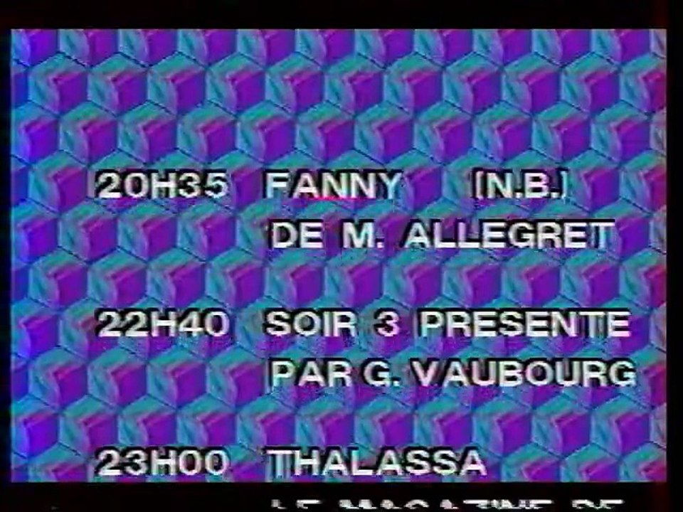 FR3 16 Janvier 1984 2 Pubs, 3 B.A., Soir 3, Thalassa