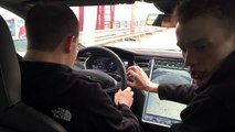Test driving a Tesla Model S P85D on a racetrack