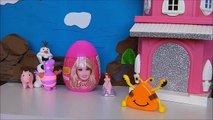 Play Doh Peppa Pig Minions Despicable Me Frozen Olaf Barbie Surprise Egg Princess