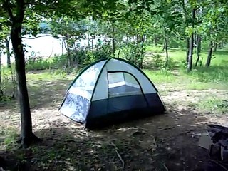 Backpack camping with my dog on Lake Monroe