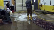 rug cleaning demonstration using power wash