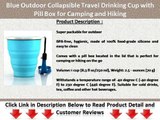 Blue Outdoor Collapsible Travel Drinking Cup with Pill Box for Camping and Hiking