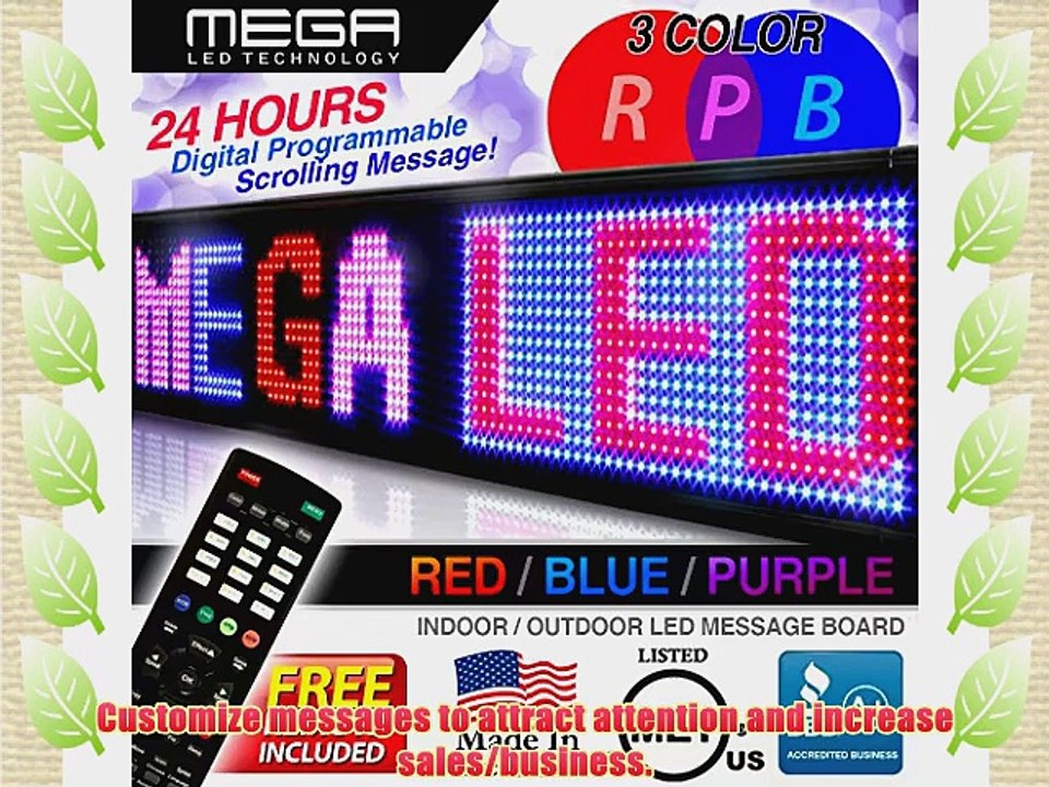 LED Signs 40 X 15 Tri-color Bright Digital Programmable Scrolling Message Display / Business