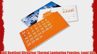 GBC HeatSeal UltraClear Thermal Laminating Pouches Legal Size 3 mm Thickness 14.5 x 9 Inches