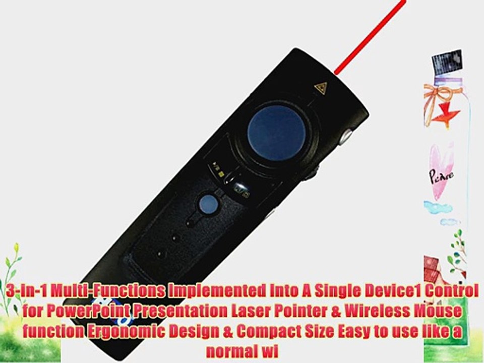 HiRO H50175 3 in 1 2.4GHz WiFi Black Presenter Laser Pointer Wireless Mouse Up to 100 FT Windows
