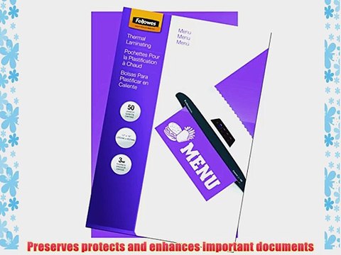 Fellowes Laminating Pouches Thermal Menu Size 3 Mil 50 Pack (52013)