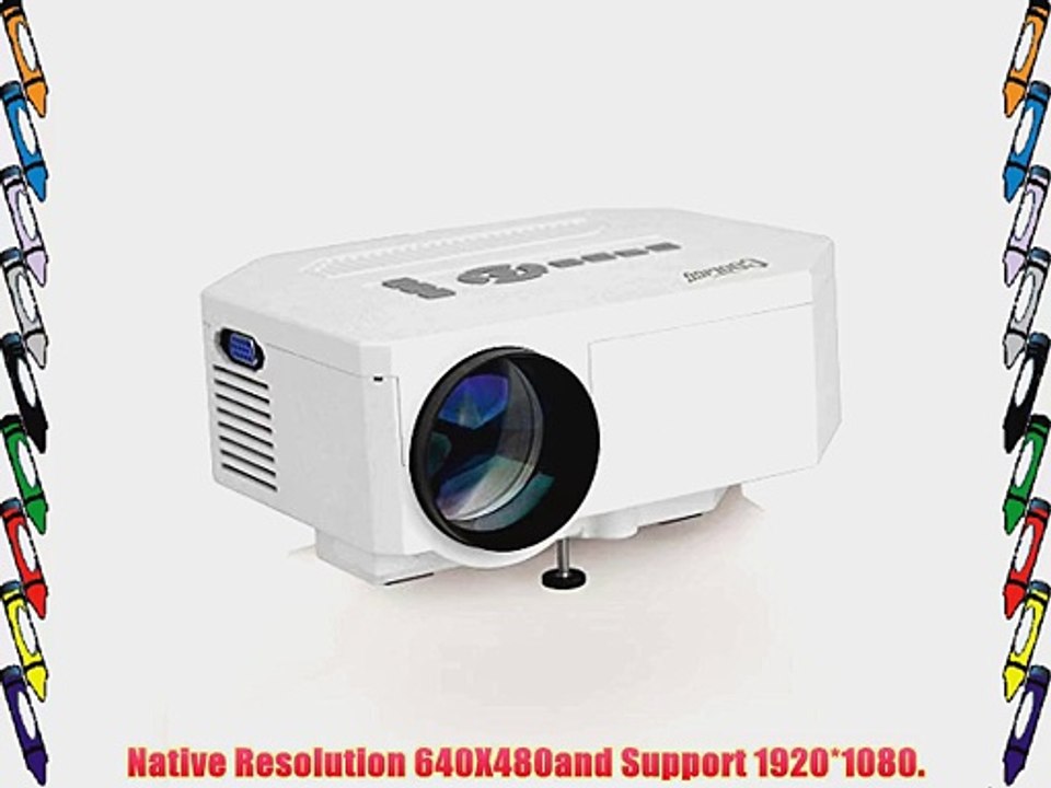 Cooligg Portable MINI Home Theater Multimedia LED Projector 150 Lux 640*480 Native Resolution