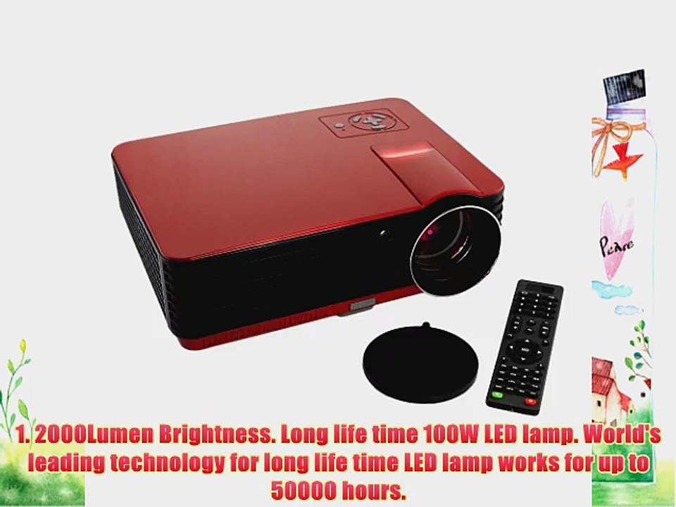DBPOWER RD-803 Multimedia 1080P HD Projector 16:9 Wide Screen New Multifunction 5 Inch 2000Lumen