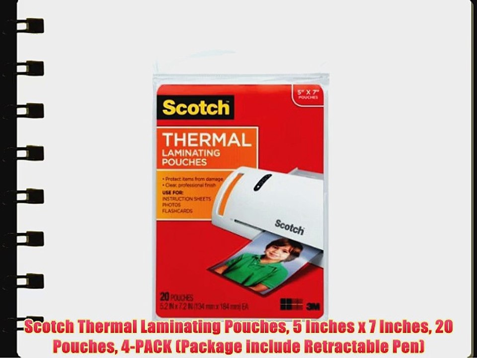 Scotch Thermal Laminating Pouches 5 Inches x 7 Inches 20 Pouches 4-PACK (Package include Retractable