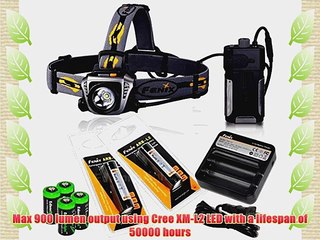 Fenix HP30 900 Lumen CREE XM-L2 LED Headlamp (Iron Grey) with Fenix ARE-C1 battery charger