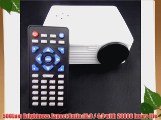 Aketek Home Cinema Theater Multimedia LED LCD Projector HD 1080P PC AV VGA USB HDMI(White)