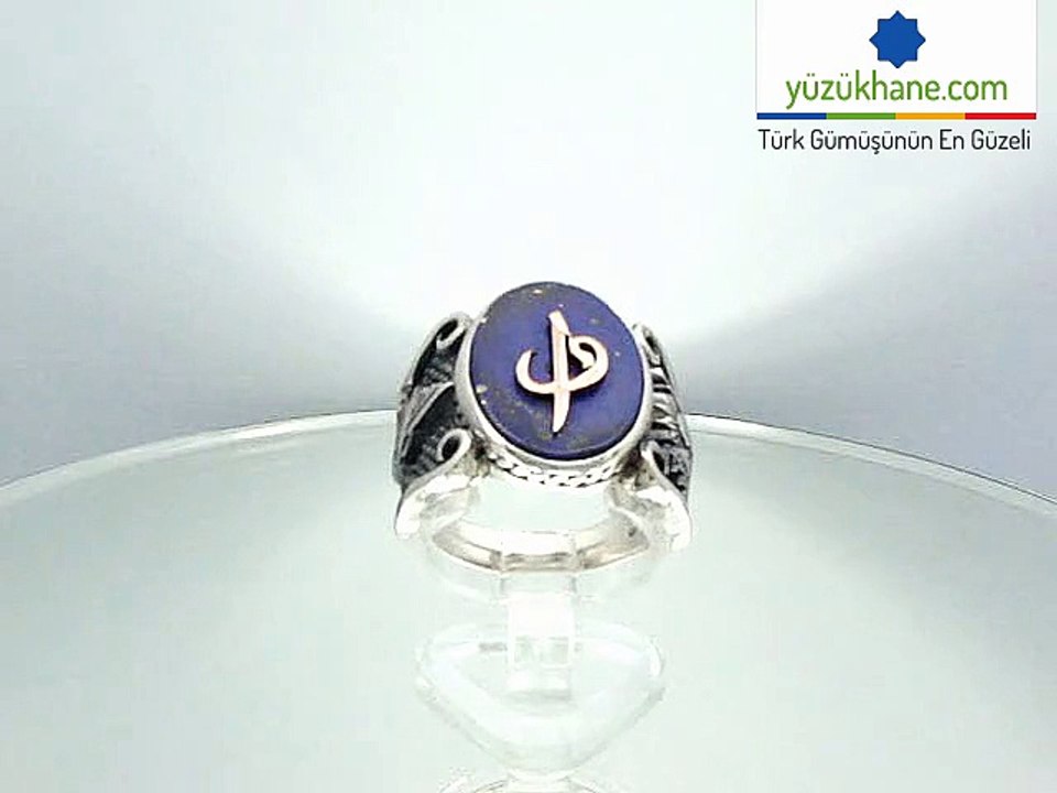 Lapis Lazuli Taşlı Elif Harfli Gümüş Yüzük