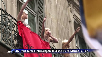 FN: trois Femen interrompent le discours de Marine Le Pen