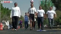 Mexican Soccerball Juggler Juan Márquez Nieto Walks 1200 Miles For Peace With Ball On Head