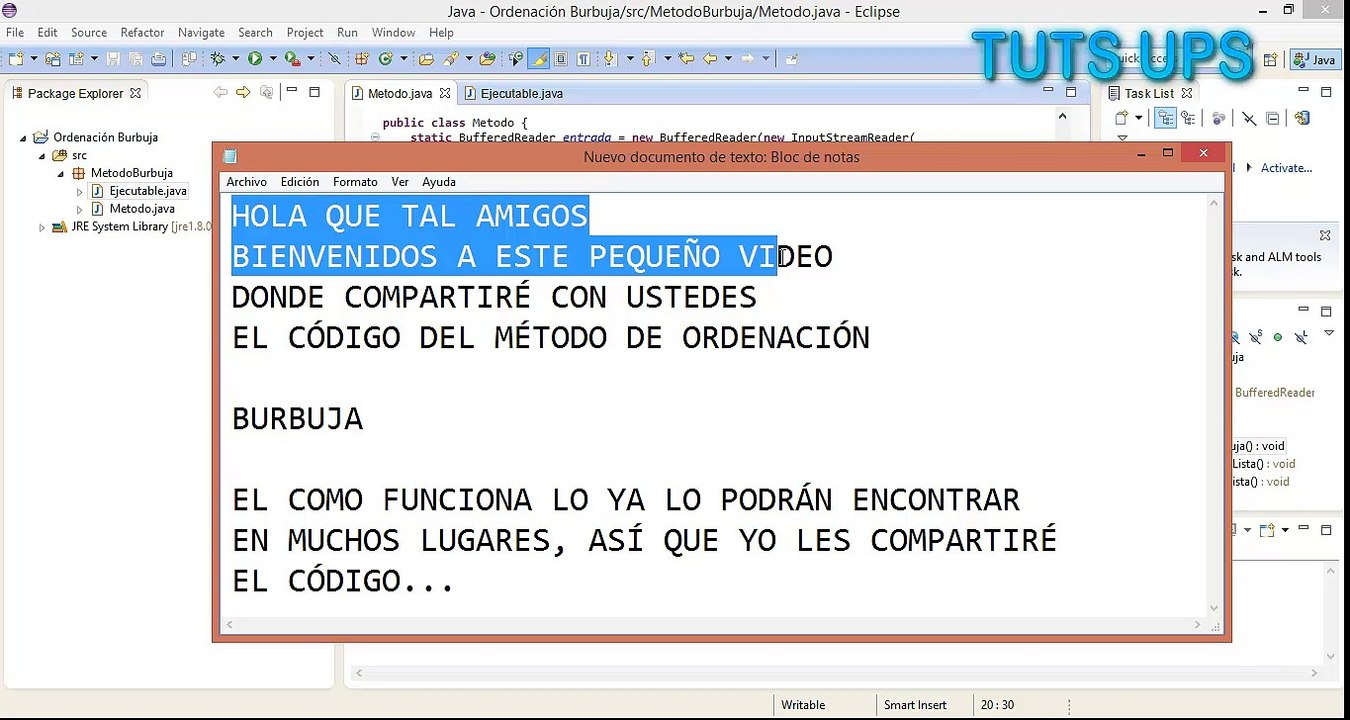 Código Burbuja Java (Eclipse)