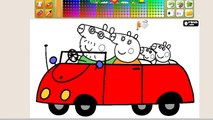 Peppa Pig en Español Colorear a Peppa Pig Y Familia En el coche de papa pig Juegos de pintar