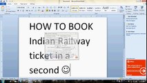How to book Indian Railway Ticket online in a second IRCTC
