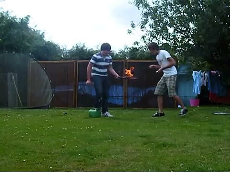 flaming tennis fail