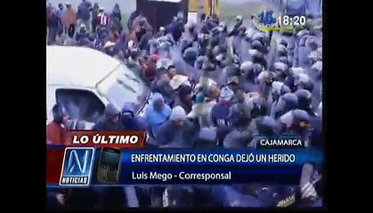 Conga: Enfrentamiento en Cajamarca dejó un herido (VIDEO)