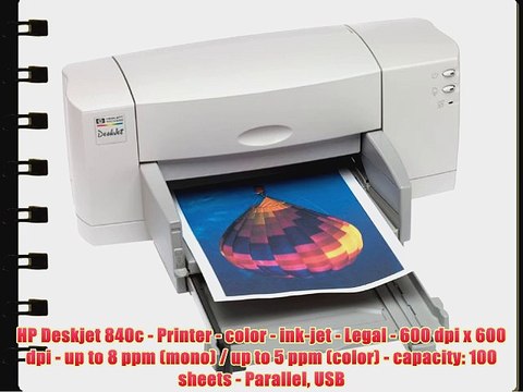 HP Deskjet 840c - Printer - color - ink-jet - Legal - 600 dpi x 600 dpi - up to 8 ppm (mono)