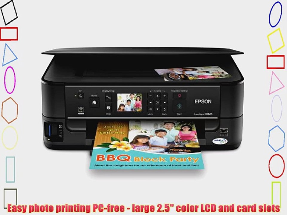 Epson Stylus NX625 Wireless All-in-One Color Inkjet Printer Copier Scanner (C11CA70271)