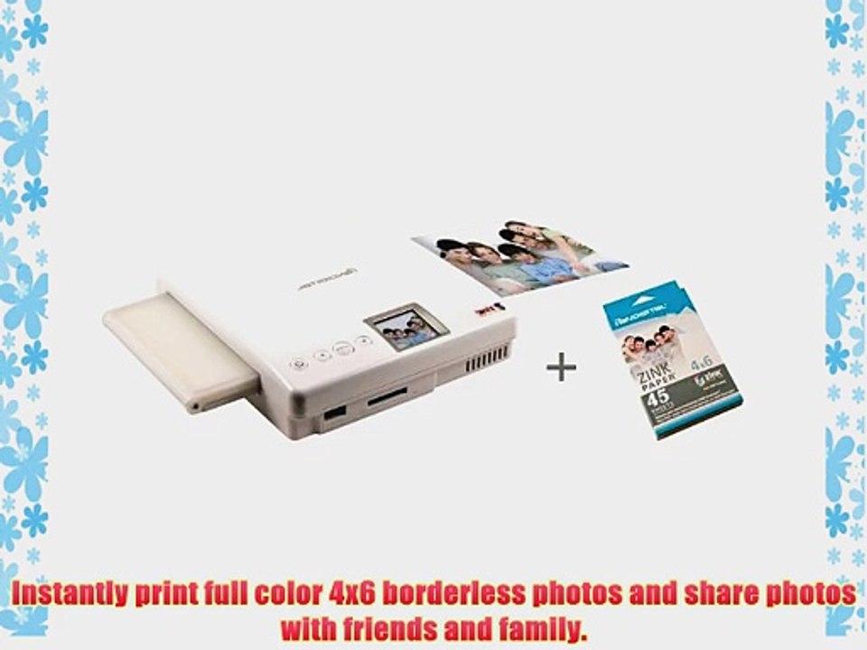 Pandigital PANPRINT01 Zero Ink Portable Color Photo Printer Bundle with 45 sheets 4X6 ZINK
